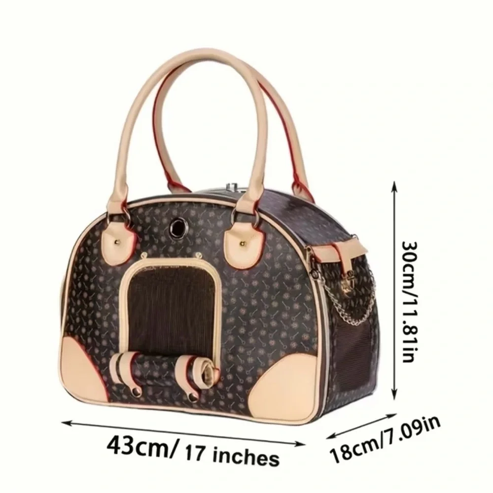 Pet Carrier - Stylish Brown and Cream Design
